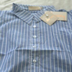 NWT Puff Sleeve Striped Button Down Cropped